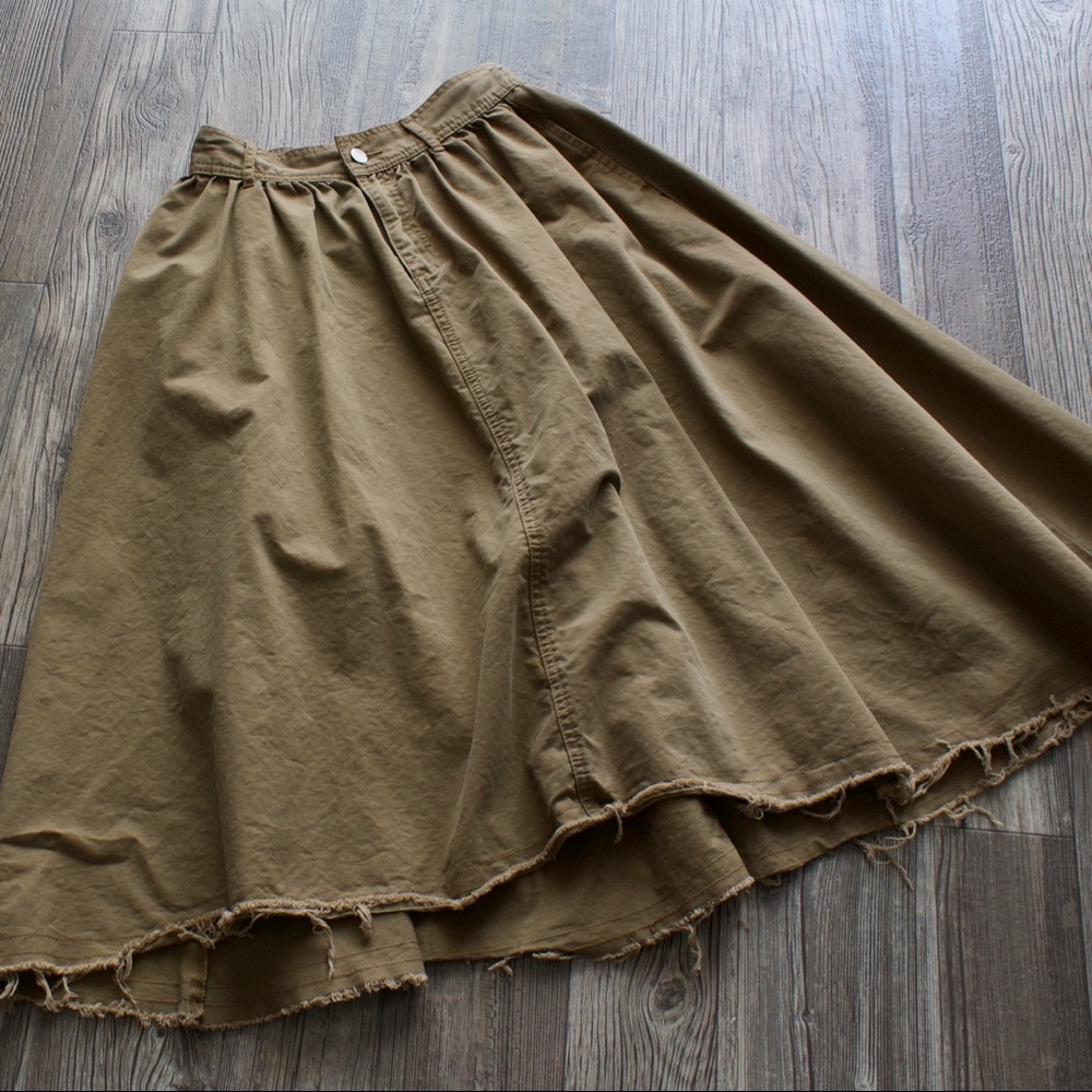 Cottagecore Khaki Maxi Skirt